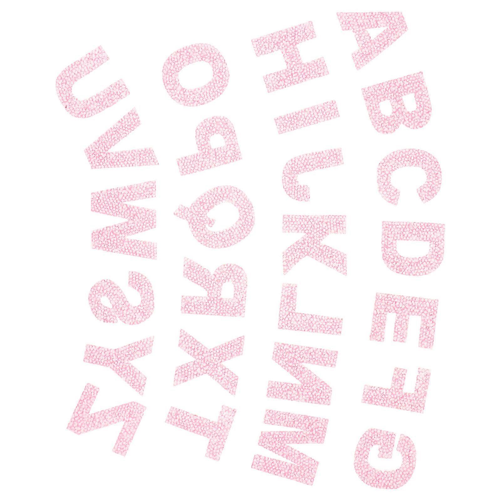 Alphabet Applique Patches Rhinestone Embroidery Patches Casual Wear Pink 5.3X4.5cm Decoration 1Set