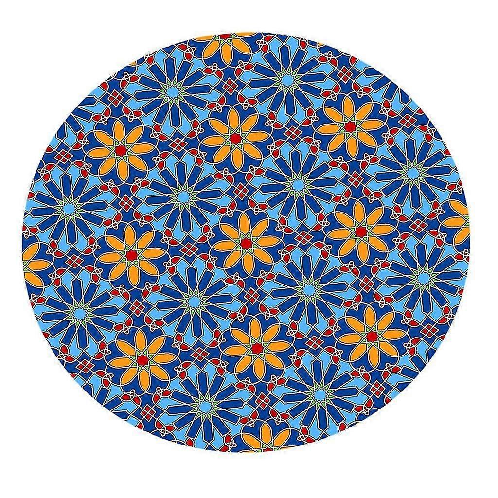 Waterproof Non-slip Round Table Cover Elastic Edged Table Cloth Style 4