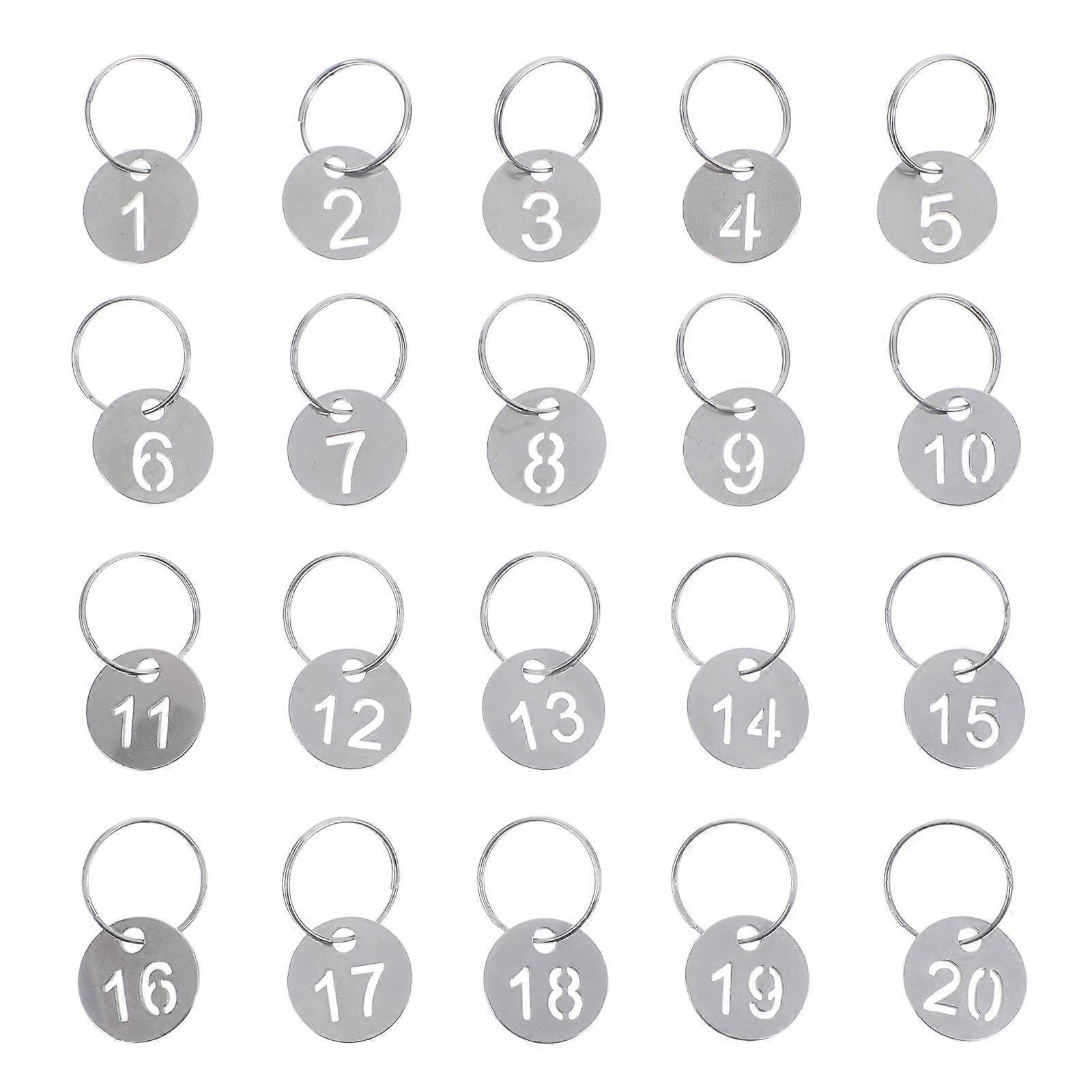 20pcs Stainless Steel Key Ring Tags ID Labels Durable Key Identifiers for Organizing Keys, Luggage & Lockers