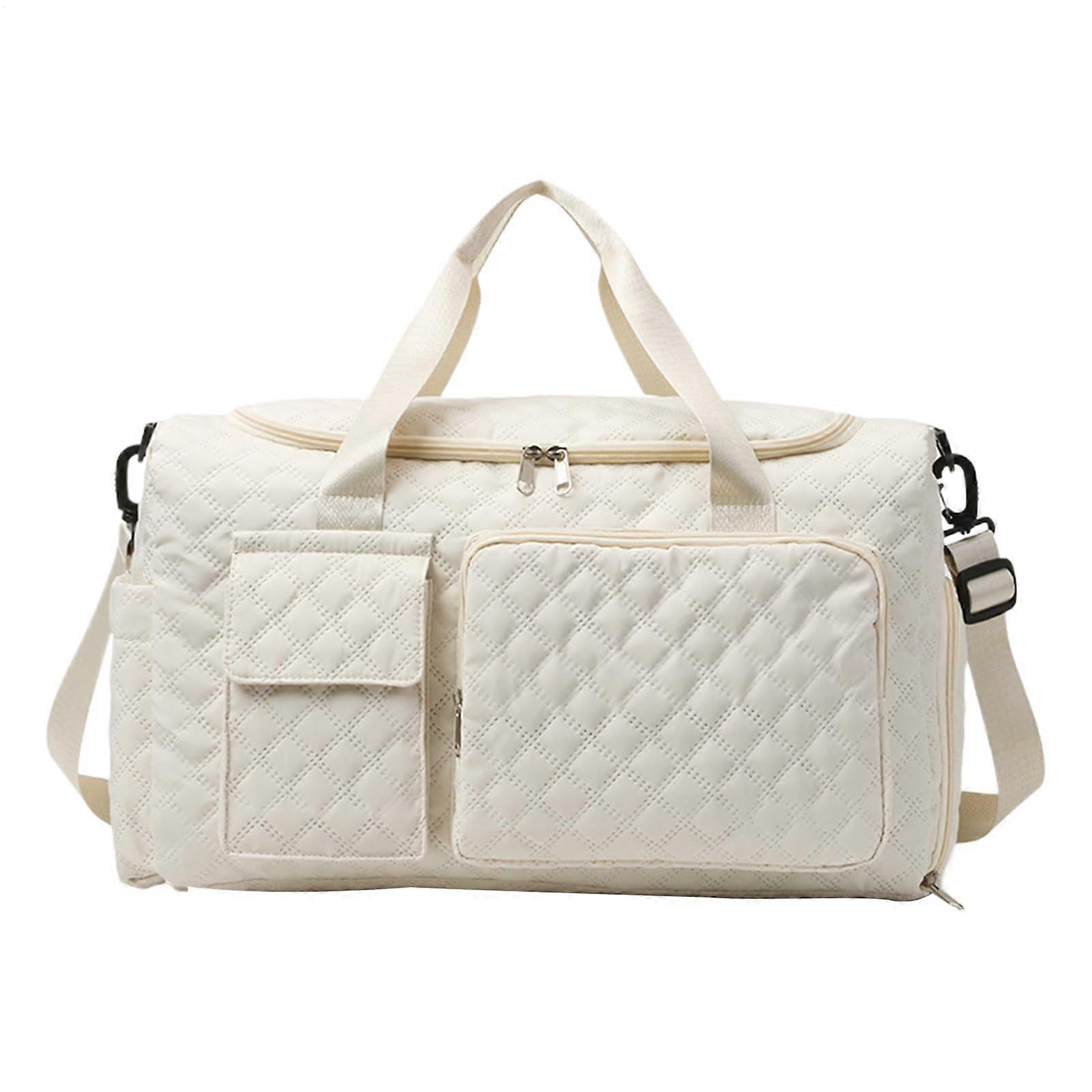 Travel bag with shoe compartment Men's Gym Duffel, large capacity, separation design, Beige