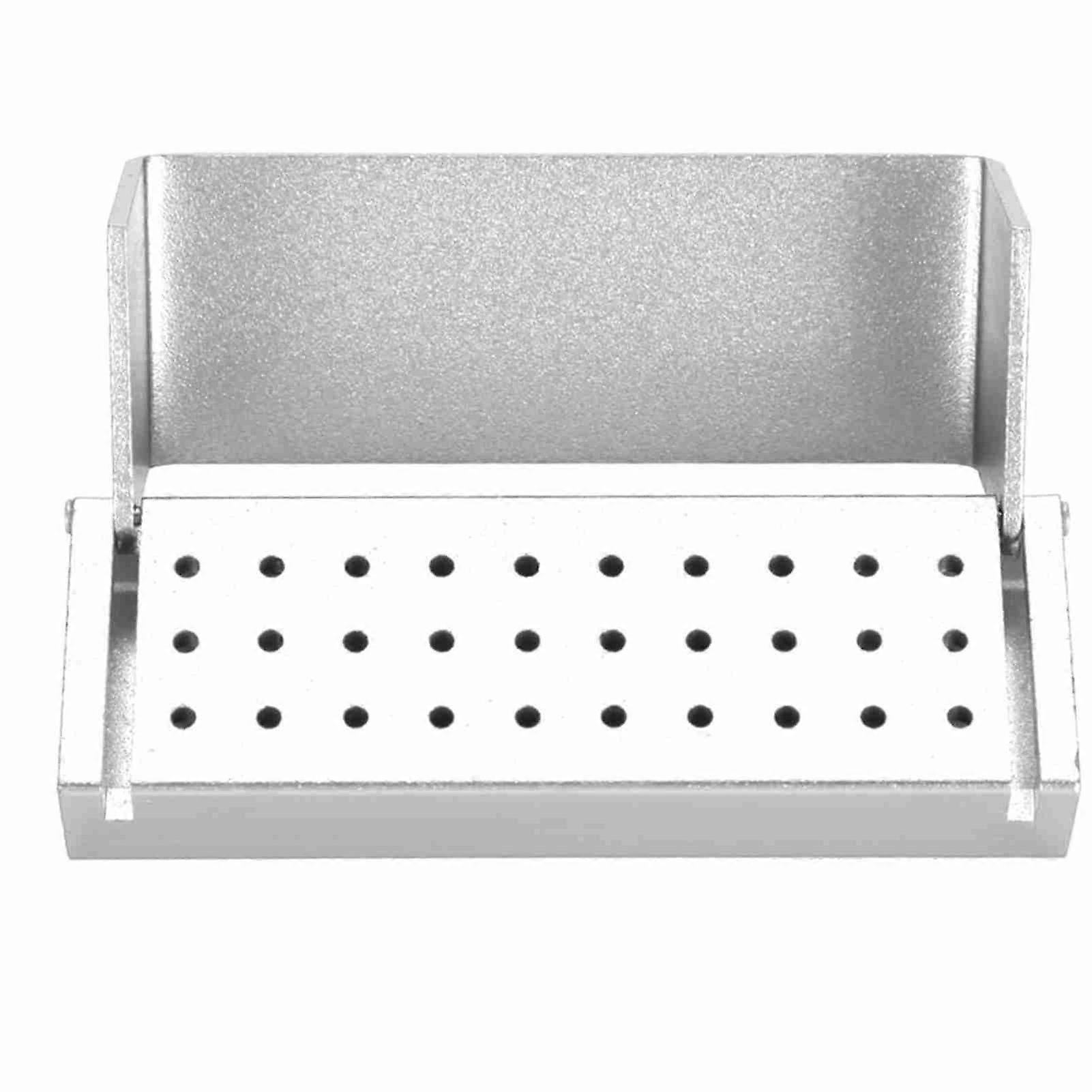 Aluminum Disinfection Box, Dental Bur Case, Block Holder, Autoclavable Dentist Tool, Silver