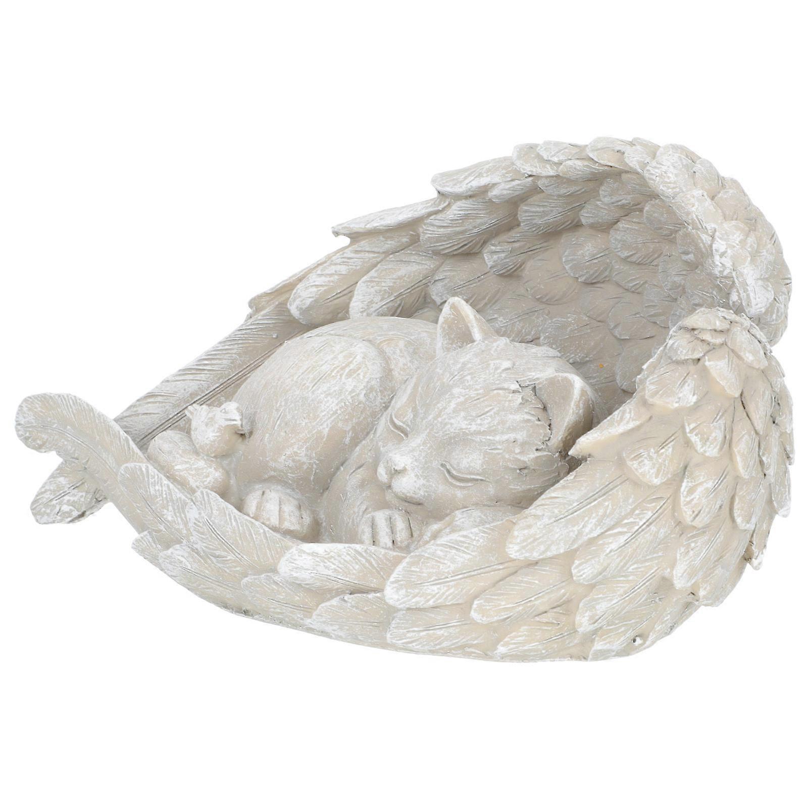 Memorial Ornament Cat Grave Marker Light Grey 23.8x13.2cm Garden Decoration Resin 1Set