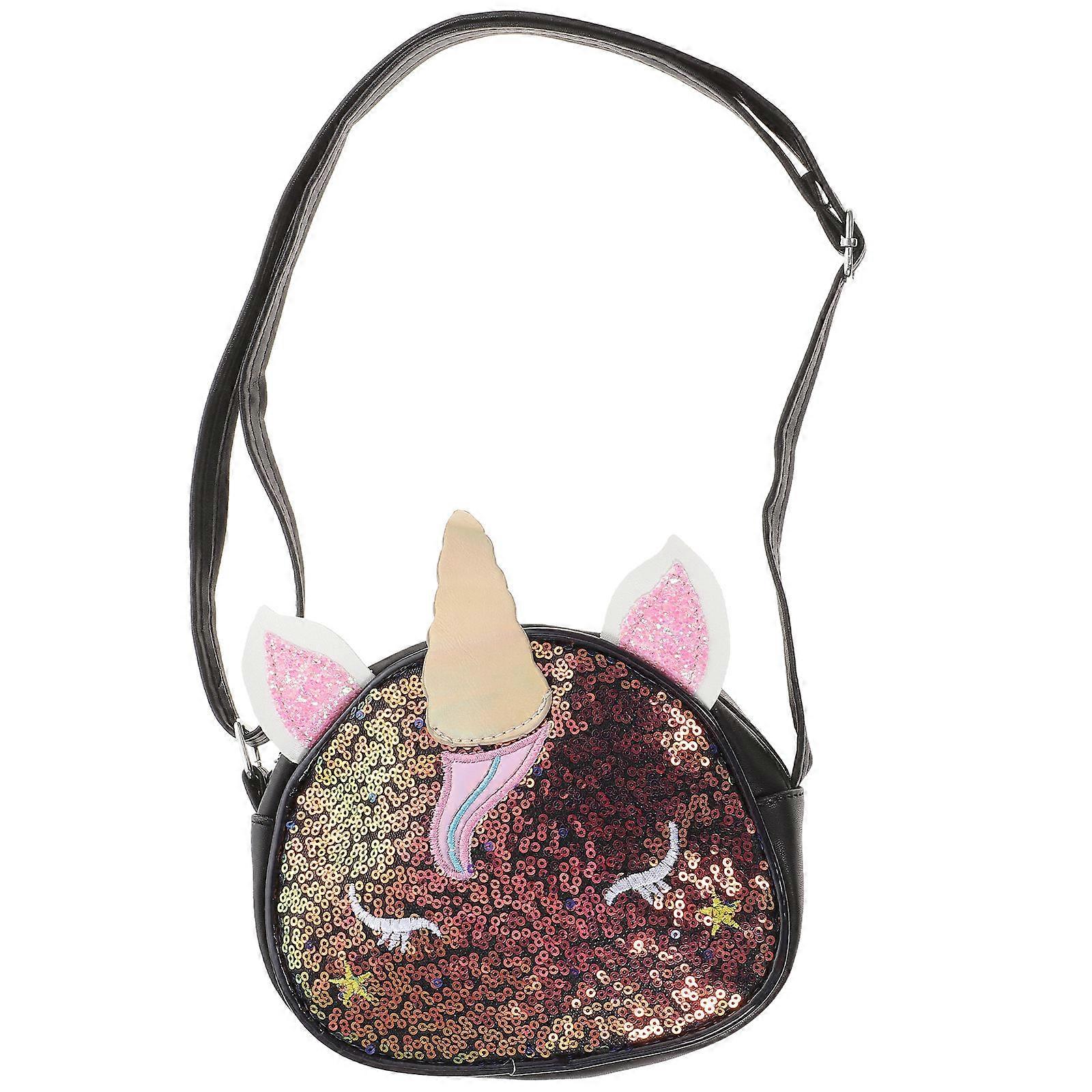 Toddler Purses Unicorn Black Bag for Girls 7.07X5.89X2.75in Adjustable Length 1Pcs