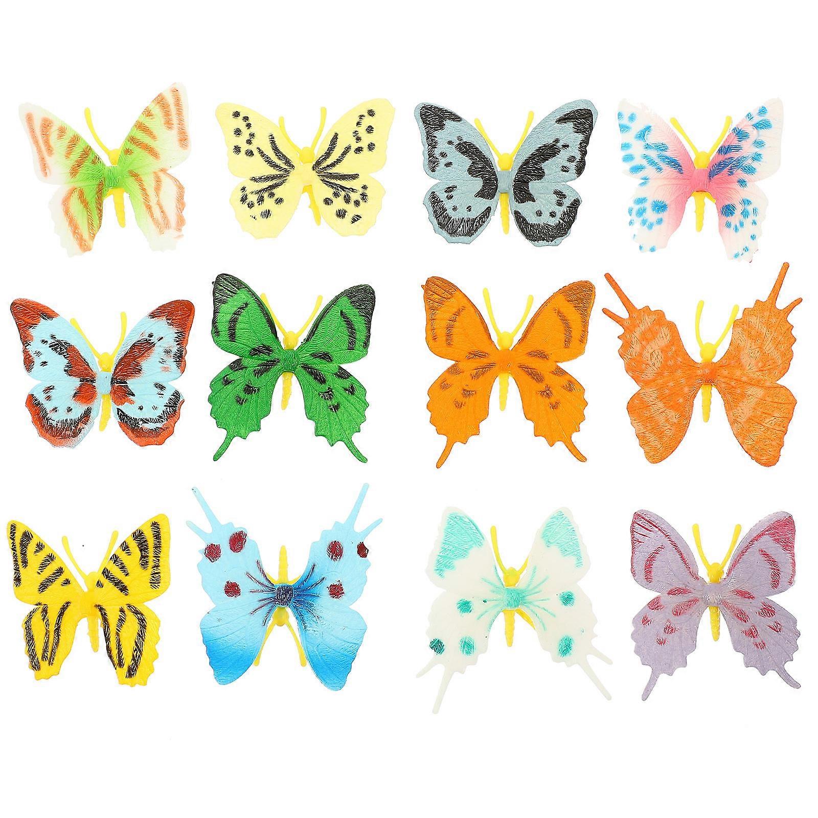 Insect Model Toy Realistic Butterflies Models Family Use Assorted Color 5.5X5X1CM Cognitive Toy 12Pcs