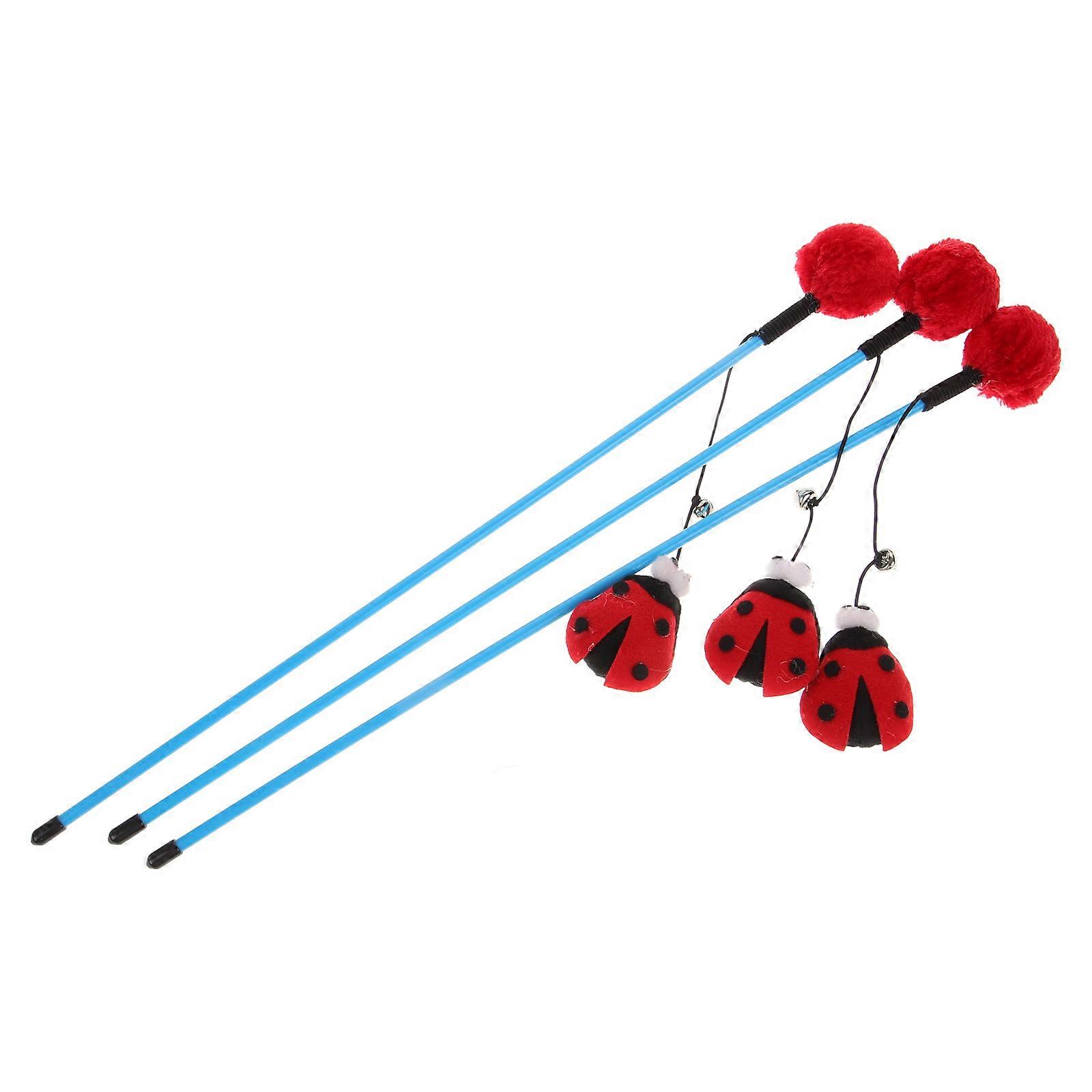 Kitten Toys Coccinella Septempunctata Interactive Teasing Stick Pet Bonding Cat 45x3cm 3Pcs