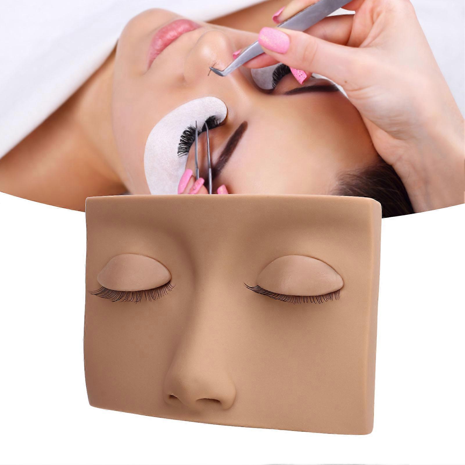 Lash Mannequin Head Removable Silicone Replacement Eyelash Mannequin Head for Training Light Brown 