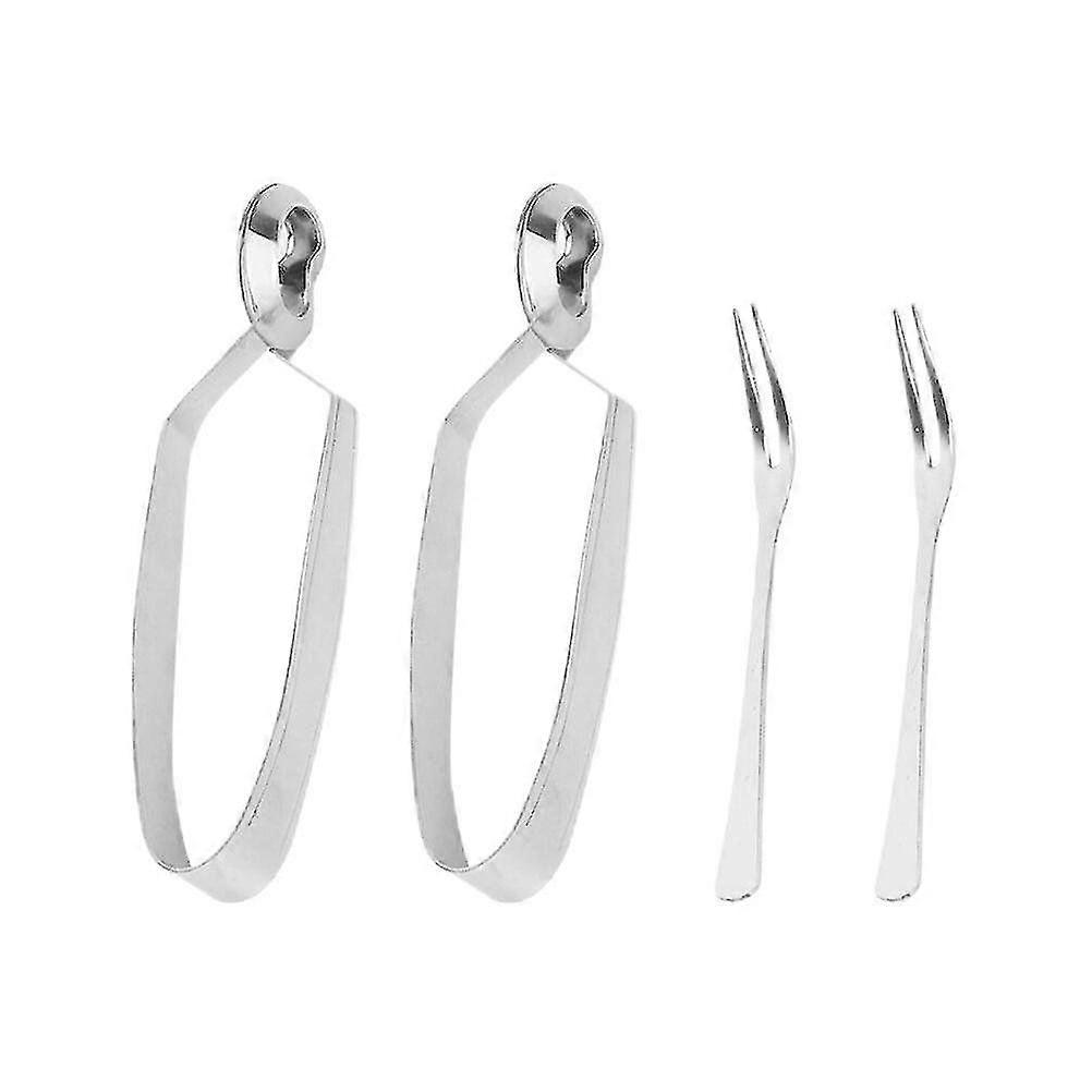 4 Pcs Stainless Steel Set Eating Snail Fork Snail Utensils Cocktail Forks Escargot Serving Tongs Snail Tong Fork Set