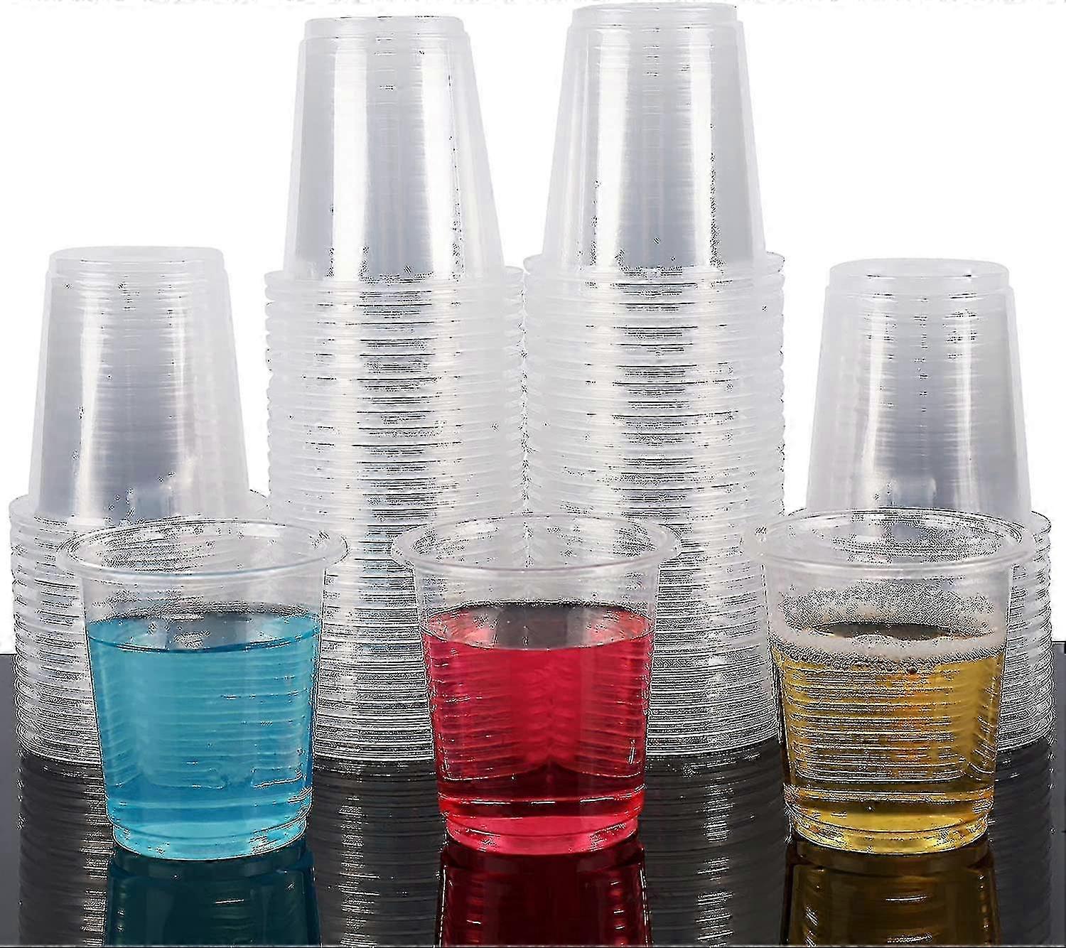 100 Clear Plastic Disposable Shot Glasses, 1oz Mini Cups