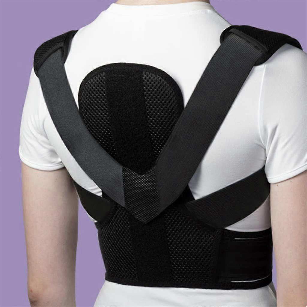 Adjustable Posture Correction Back Waist Support Back Belt Trainer with 2 Alloy Plates Unisex (Color: Black, Size: LCode) Good