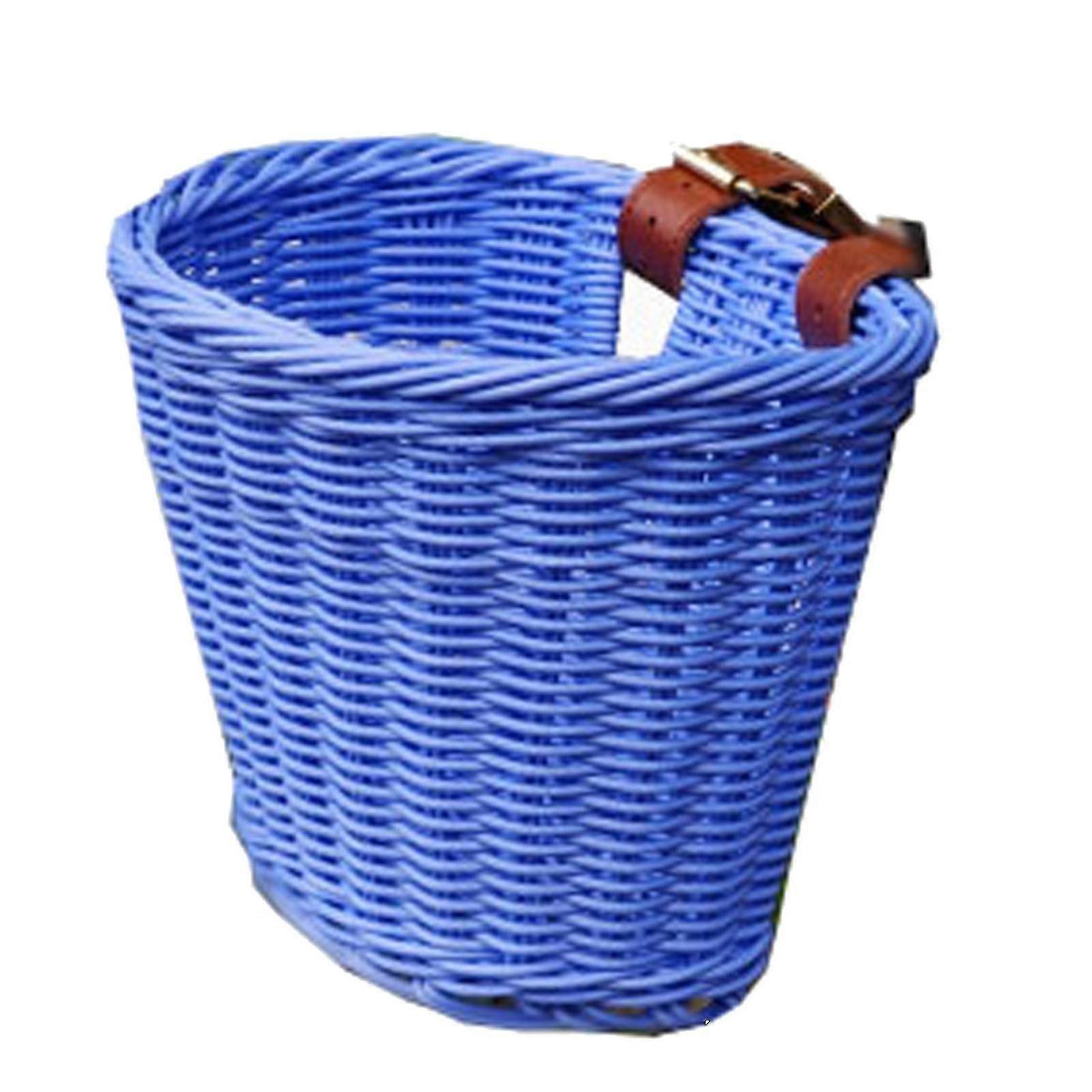 Kids Front Handlebar Bicycle Basket, Rattan Woven for Use with Various Bikes