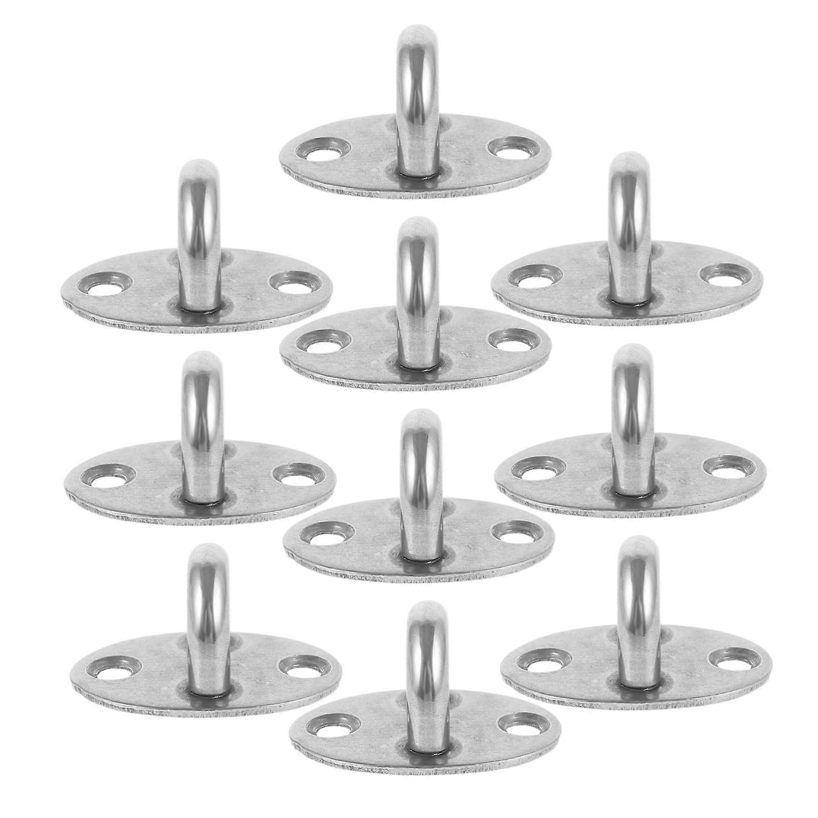 Stainless Steel Window Hooks 10-Pack, Ceiling Mount Hangers, Rust-Free Eye Plate Hooks for Home Use, Silver Finish