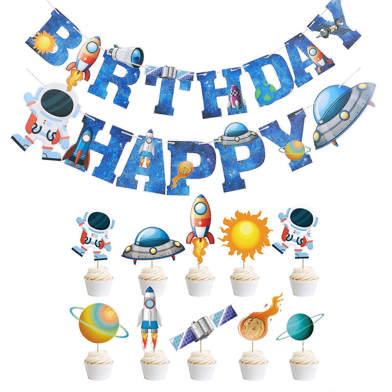 Solar System Theme Party Solar System Space Themed Birthday Party Decorative Banners Cake Toppers Party Atmosphere Creation 1Set