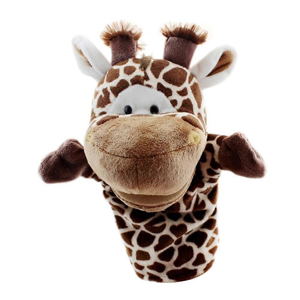 Animal hand puppets for children, wolf, tiger, lion, monkey, rabbit, elephant, dove, dragon, soft plush toys, Brown Giraffe.