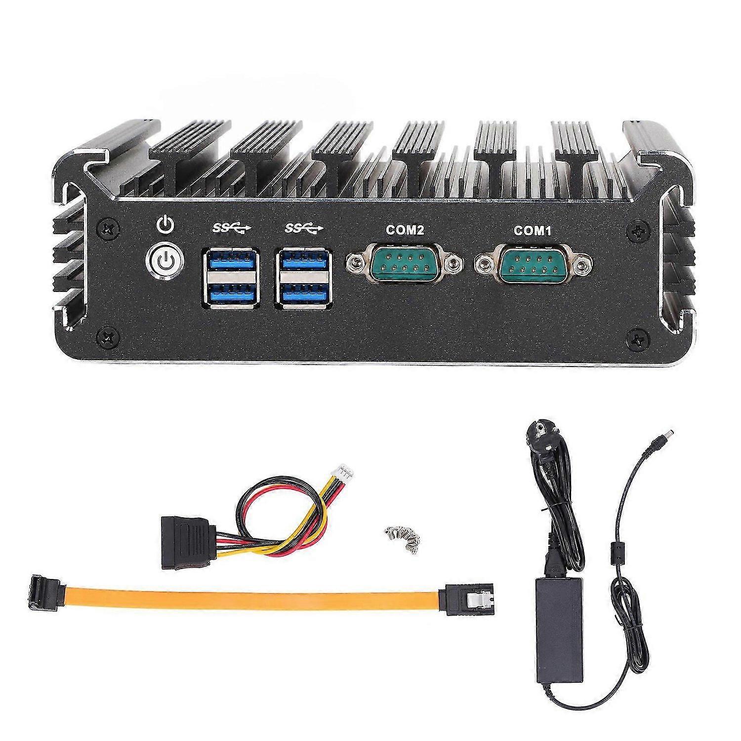Fanless Embedded Industrial Computer Dual Core CPU Multifunctional Industrial PC 100240V EU Plug