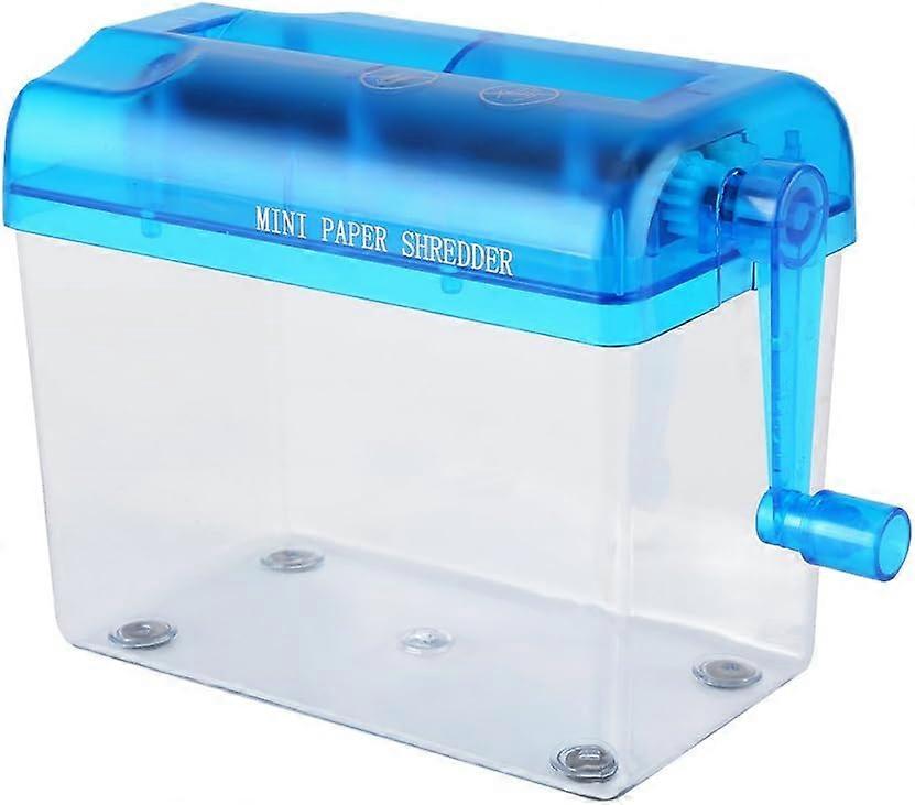 ZENGO Portable Manual Paper Cut Shredder Hand Crank Shredder Pads for Shredding and Secrecy of Documents and Notes(Blue)