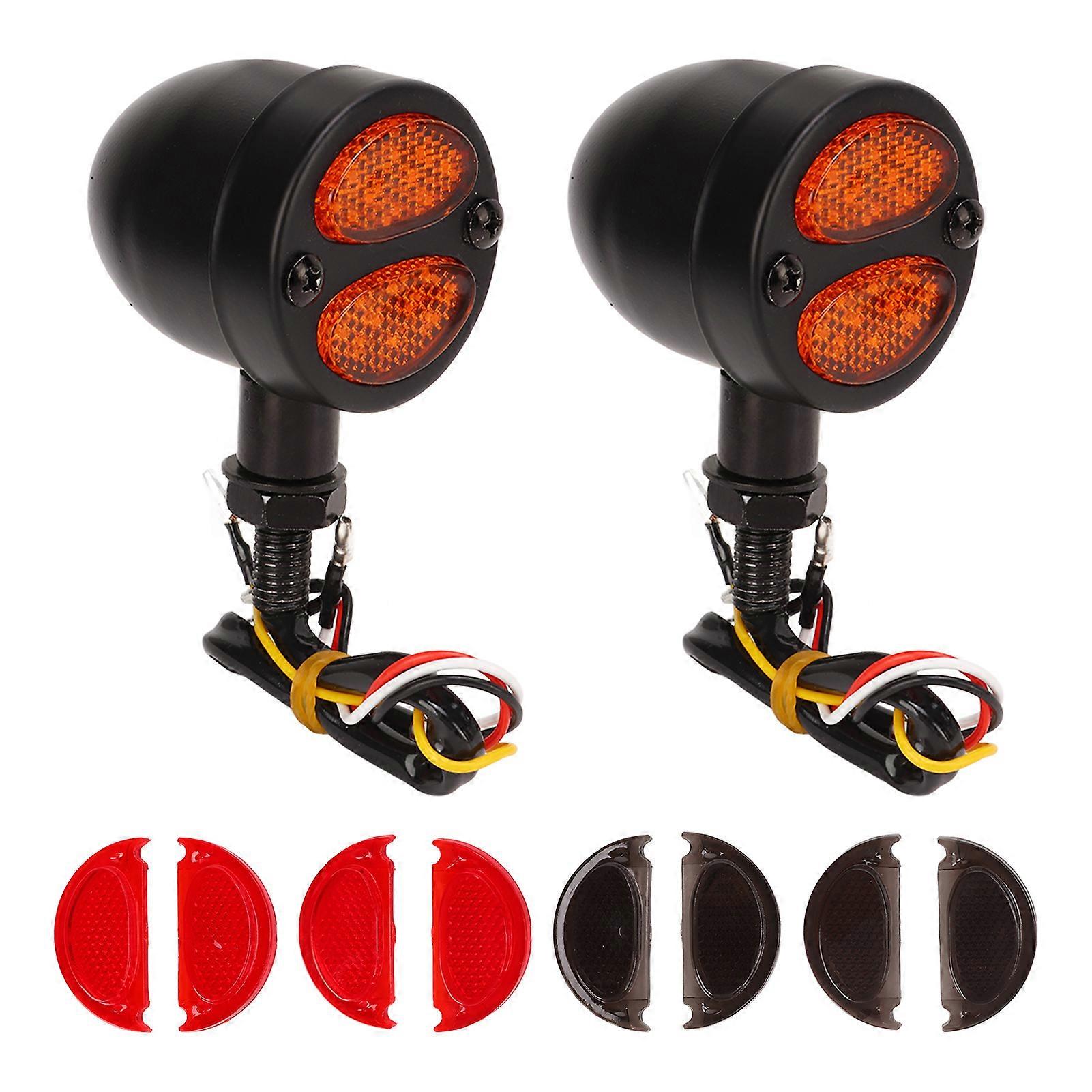 1 Pair Motorcycle LED Turn Signal Light Dual Color Indicator Blinker 12V Universal for Motorbike