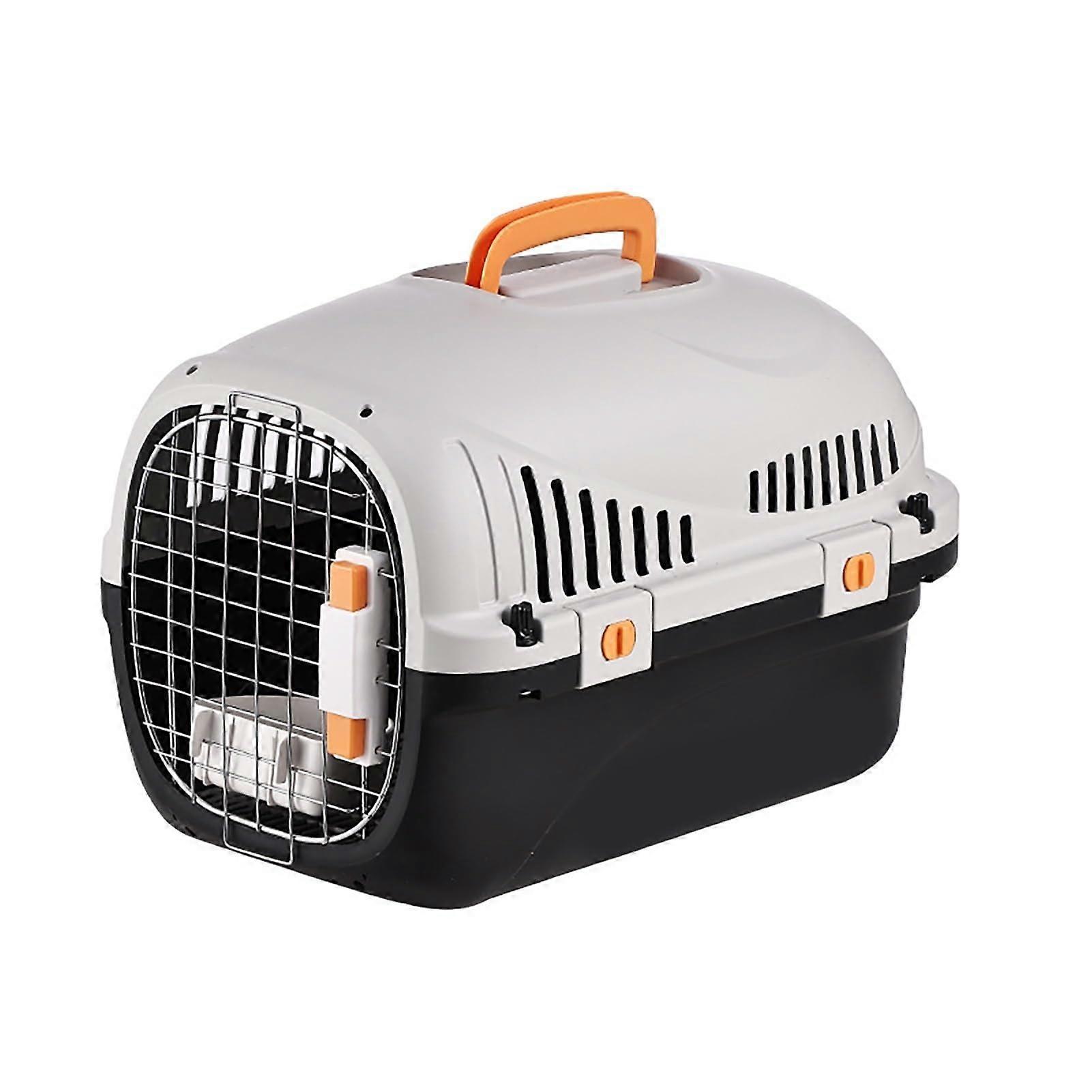 Portable Transport Box for Cats and Dogs 4-Sided Ventilation Panoramic Window Urine Pad Black Basic for Airplane and Car
