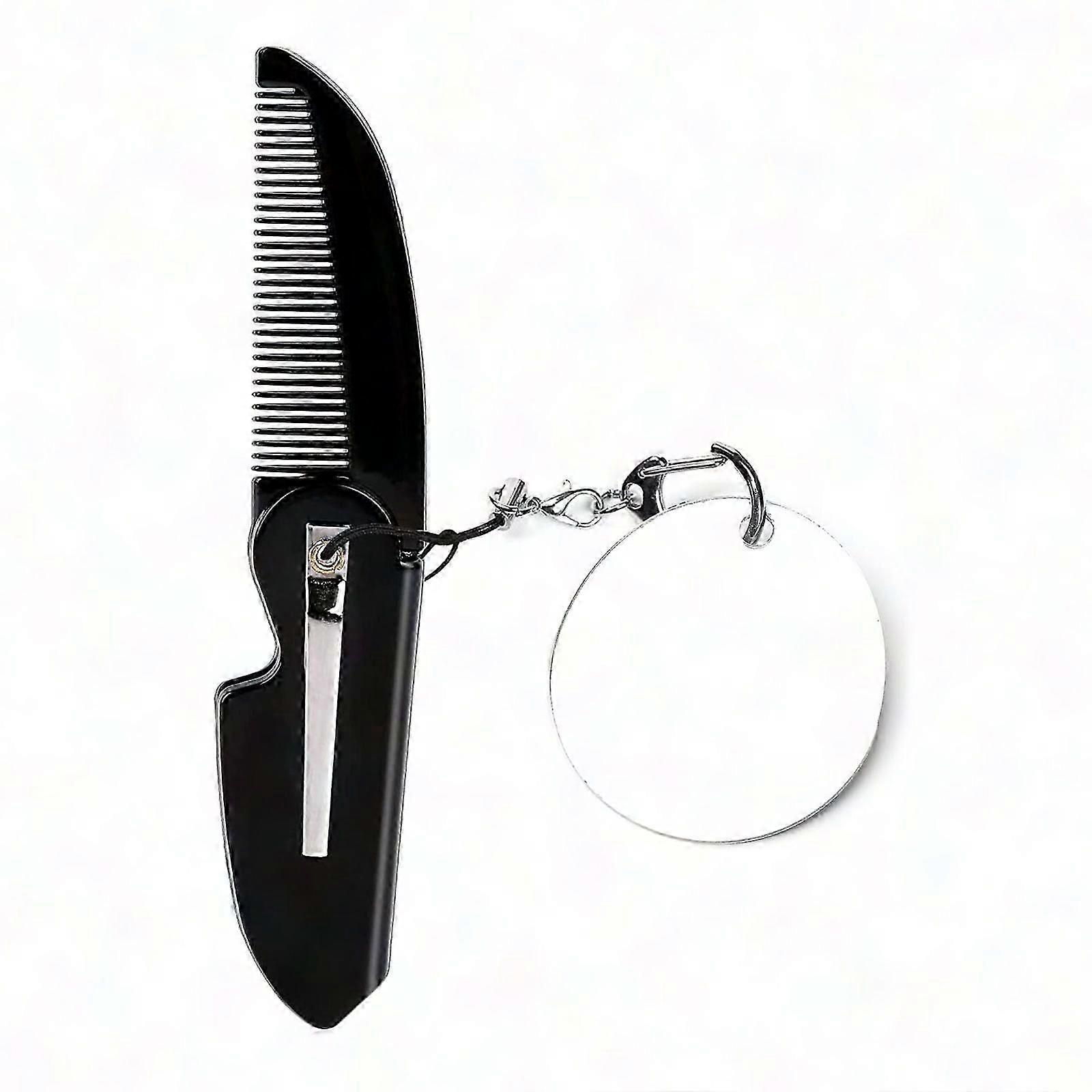 Folding Beard Comb with Mirror for Men