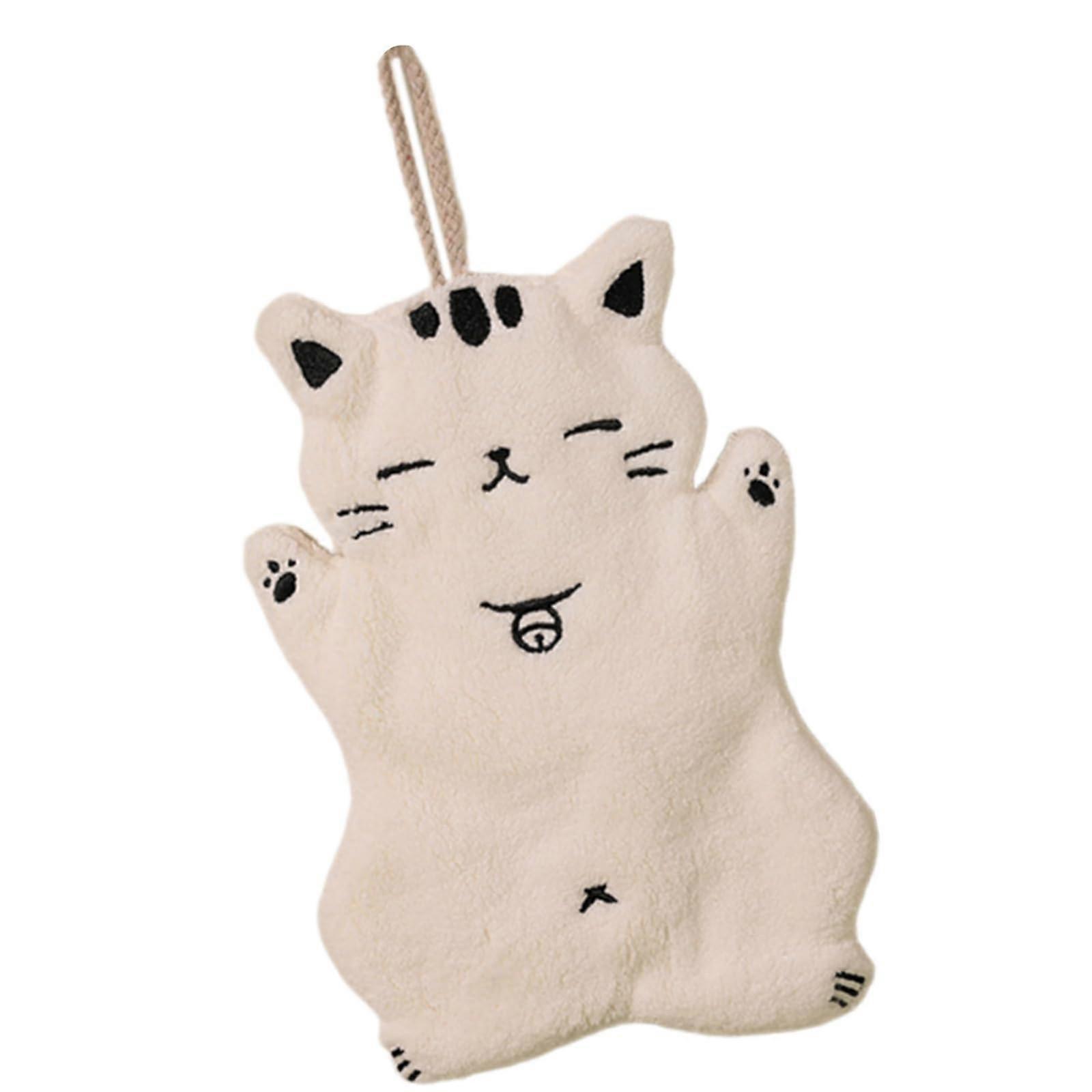 Charming CatThemed Coral Fleece Hanging Towel with  Absorbency for Bathroom and Use, MultiColor