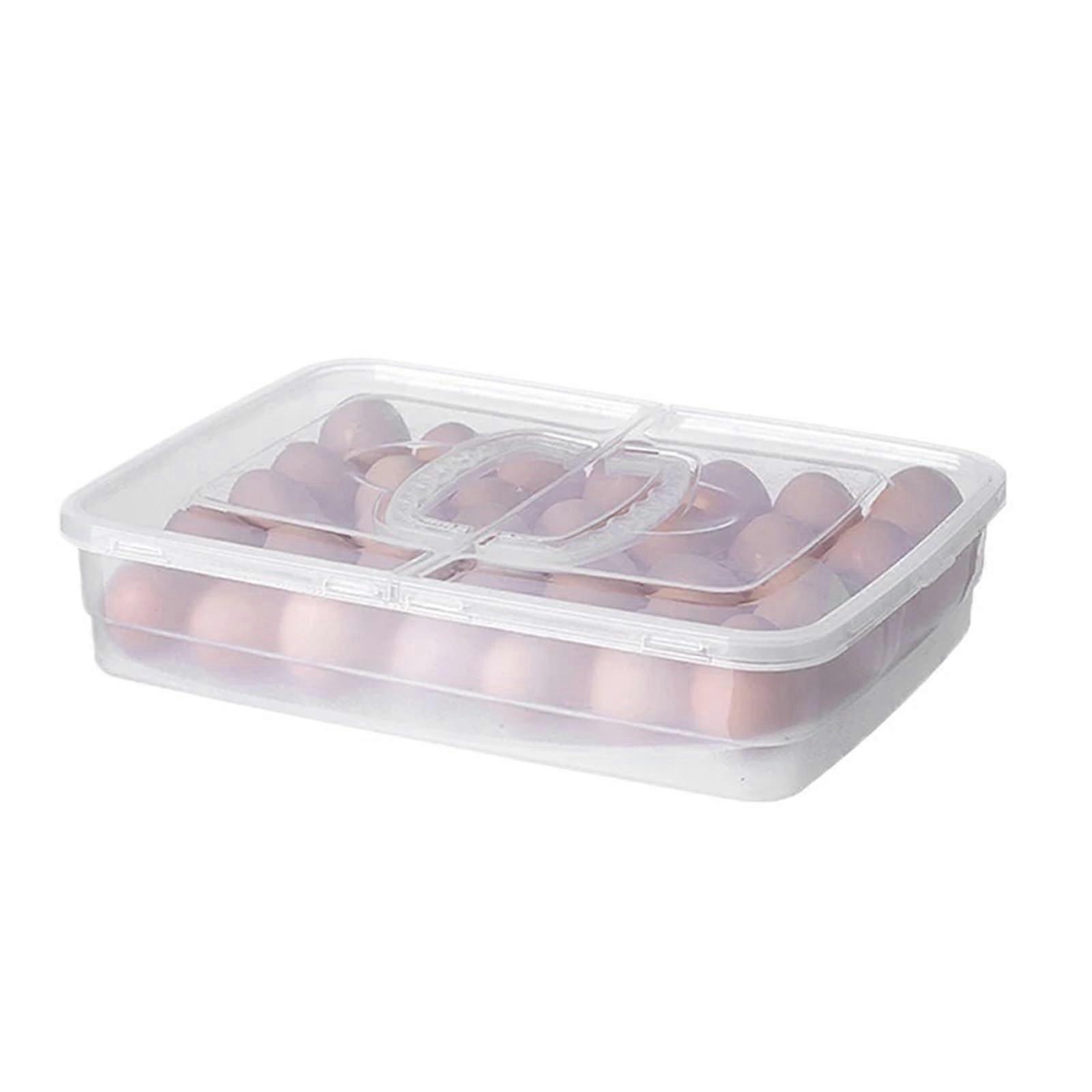 34 Grids Egg Storage Box with Lid Kitchen Refrigerator Egg Box Egg Drop Rack Egg Storage Box Fridge Egg Organiser Tray