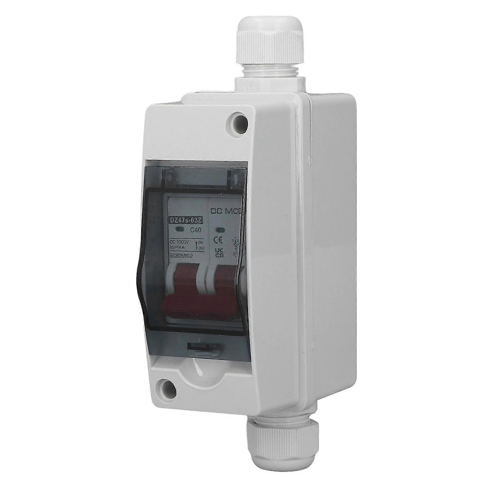 DC Circuit Breaker 2P 40A IP65 Waterproof 6KA Breaking Capacity DC Isolator Switch for Solar PV System 1000V