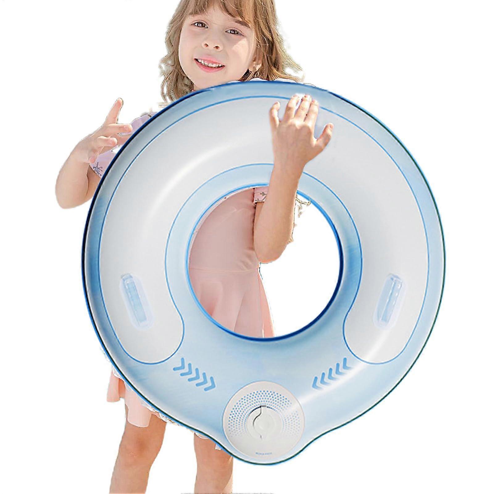 Inflatable swimming rings pool floats with handles, load capacity, summer fun sea blue S