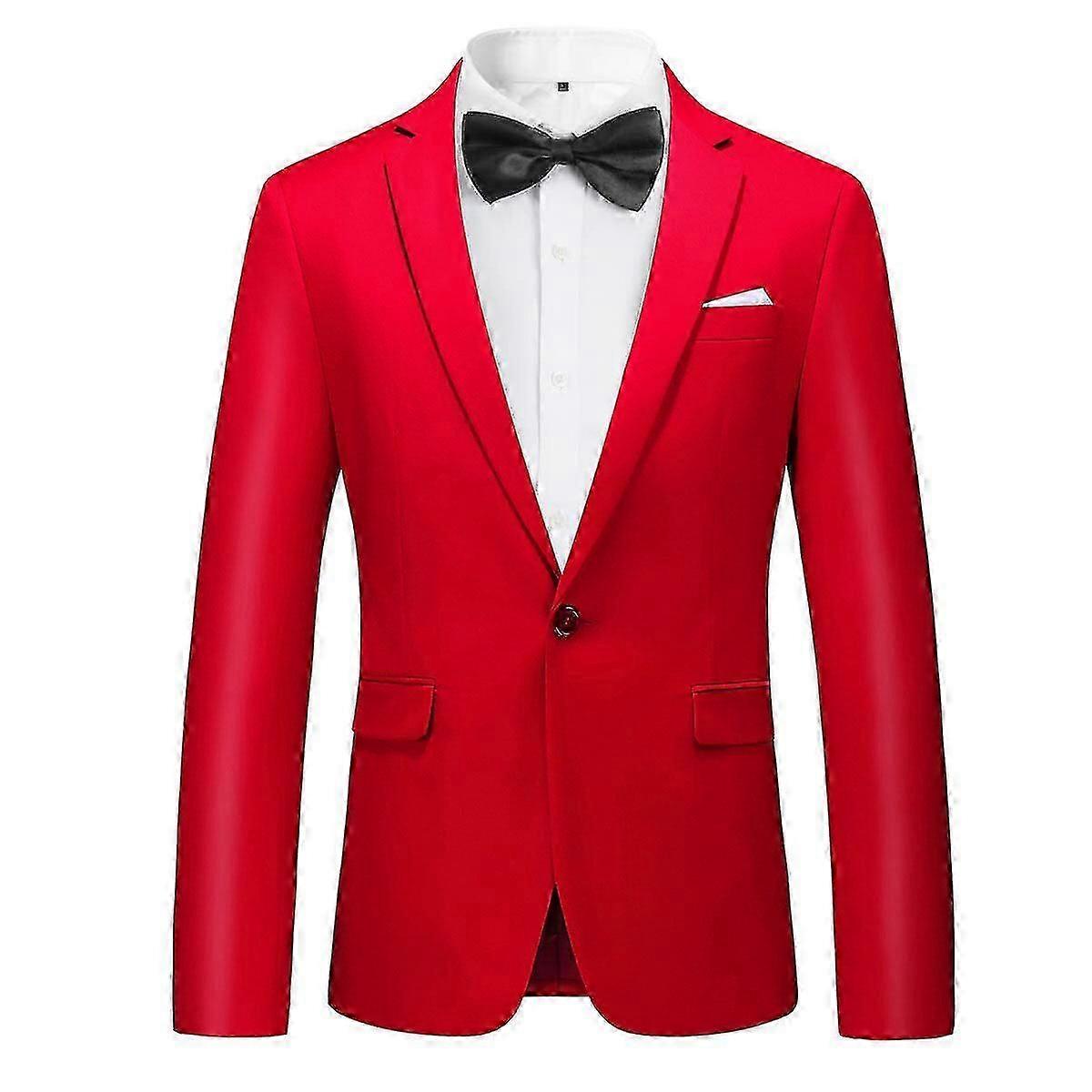 Mens Business Wedding Blazer Solid Color Slim Fit Suit Jacket
