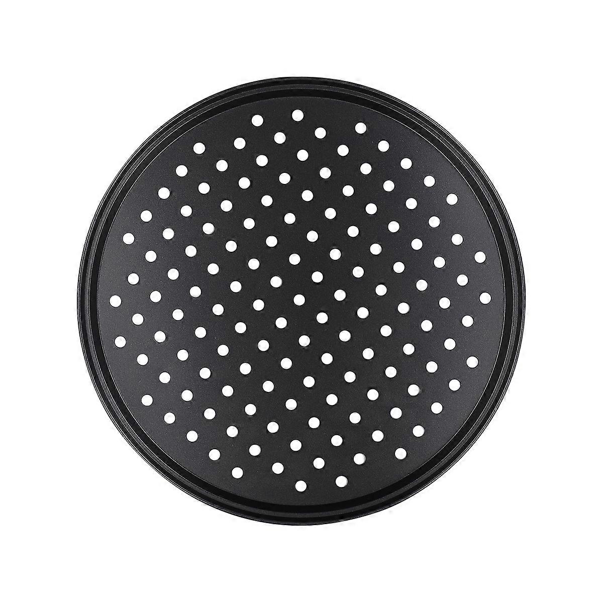 Round Nonstick Pizza Baking Tool For Air Circulation Under Crust Professional Baking 12-Inch Black 1Pcs