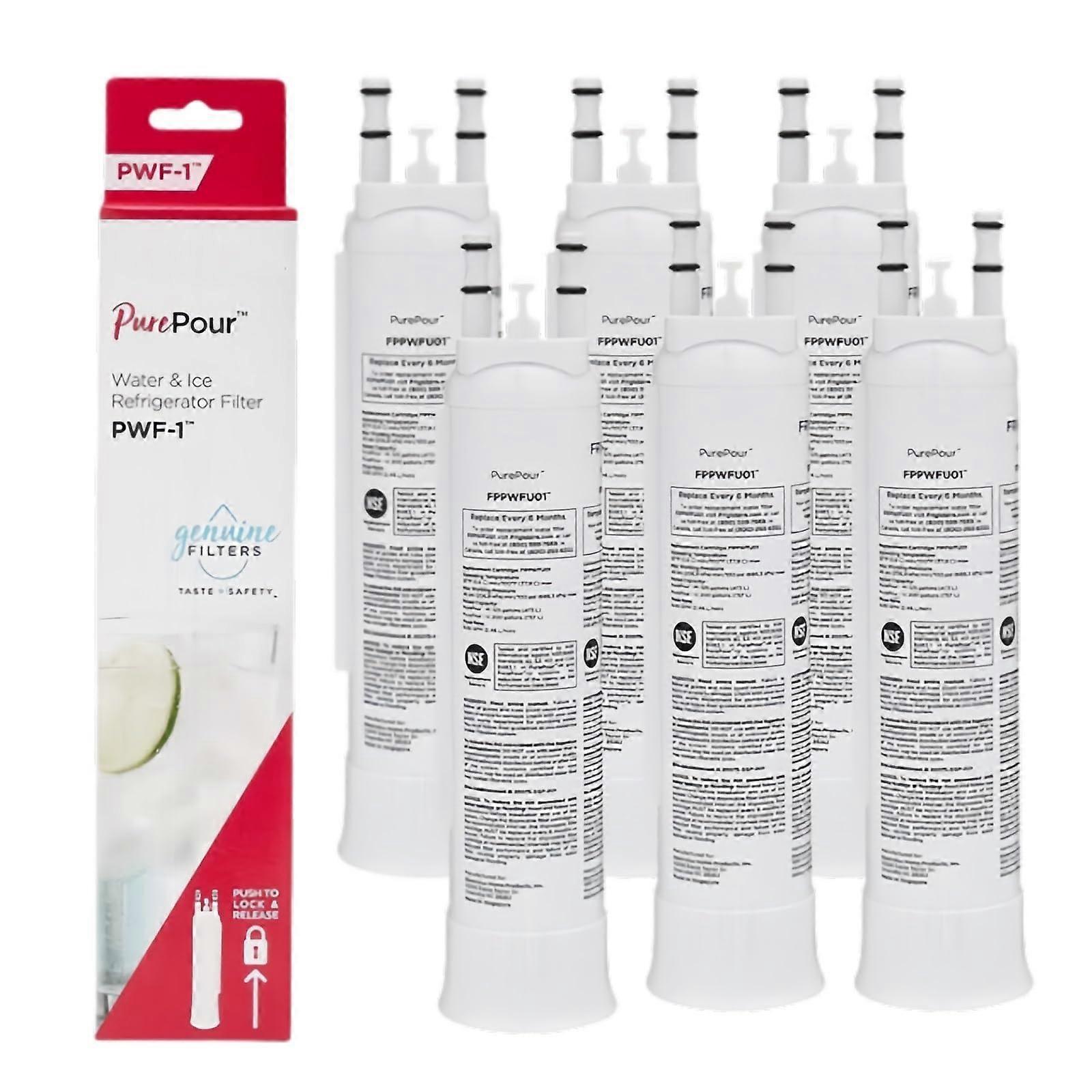 6 Pieces White Compatible With Frigidaire FPPWFU01 PurePour PWF1 Water Filter Replacement Every 6 Months Or 125 Gallons 6pc