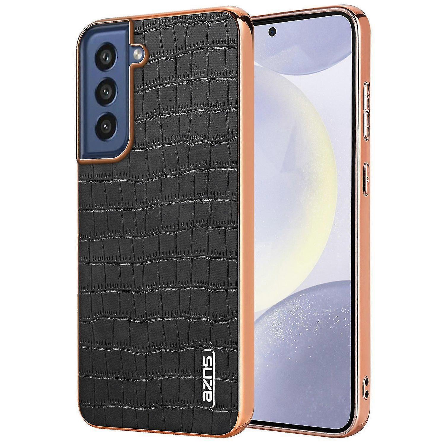 Case for Galaxy S21 FE 5G Crocodile Texture Electroplating Leather