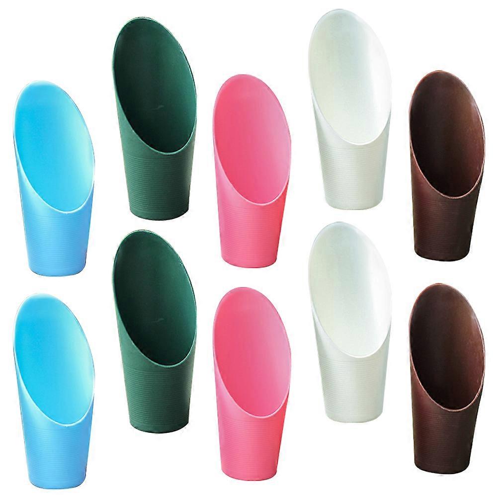 Manual Soil Loosening Device Plastic Soil Scoop Cup Gardening Tools 16.5x7.5cm Funnel Function 10Pcs