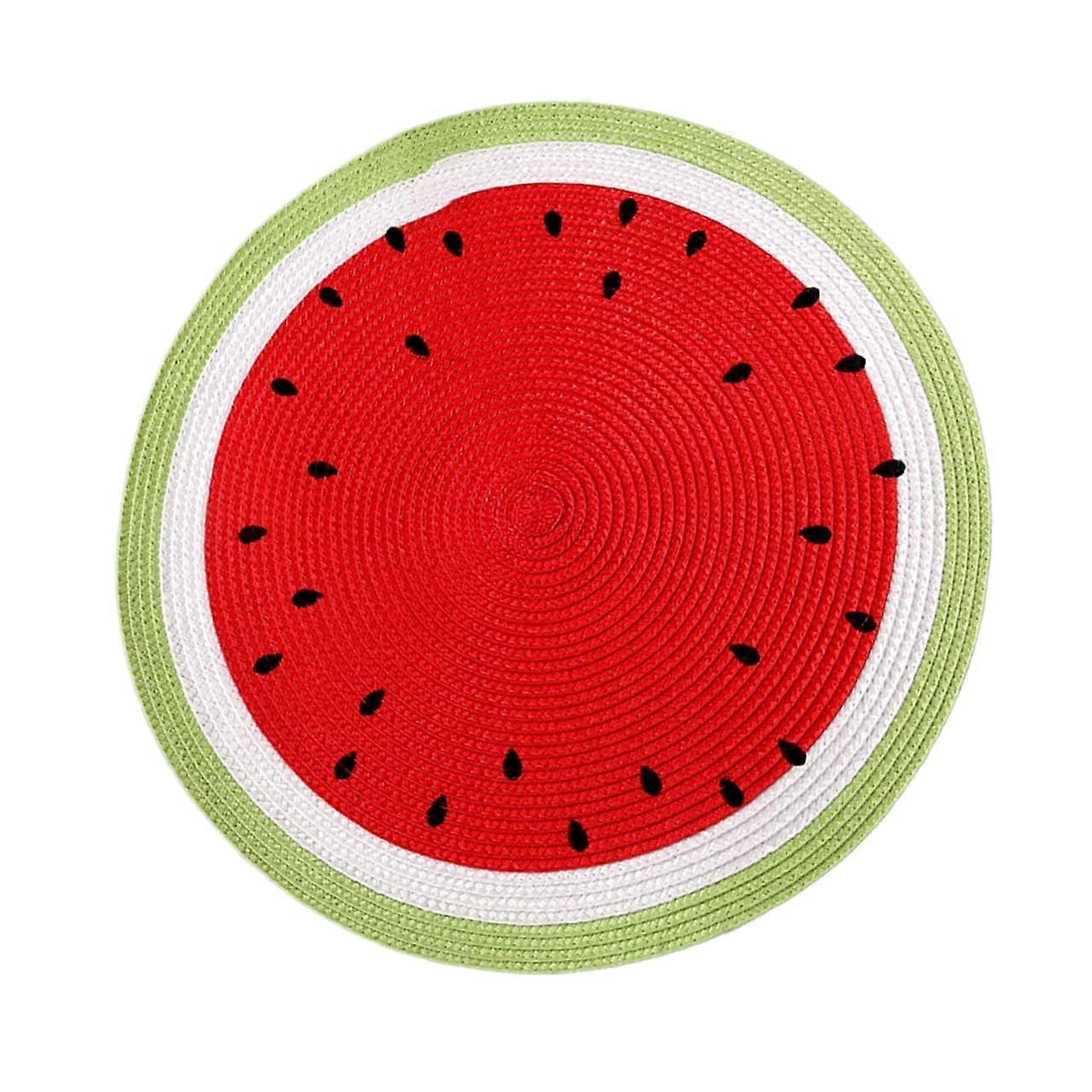 Round Placemats 38x38cm Red, Woven Tableware Mat, Decorative Lemon Coasters for Kitchen Table, Round Table Topper