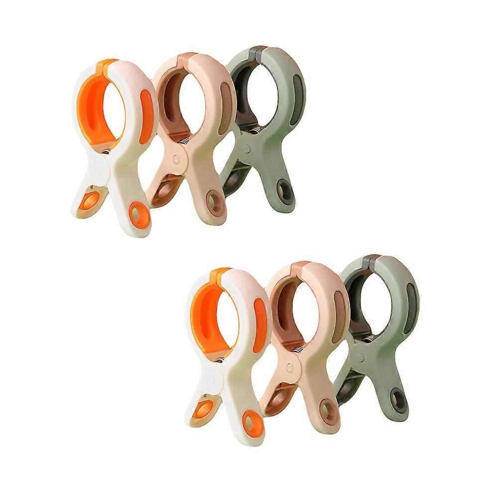 6 Pieces Assorted Color Heavy Duty Plastic Clips with Built-in Spring for Fixing Clothes and Bags