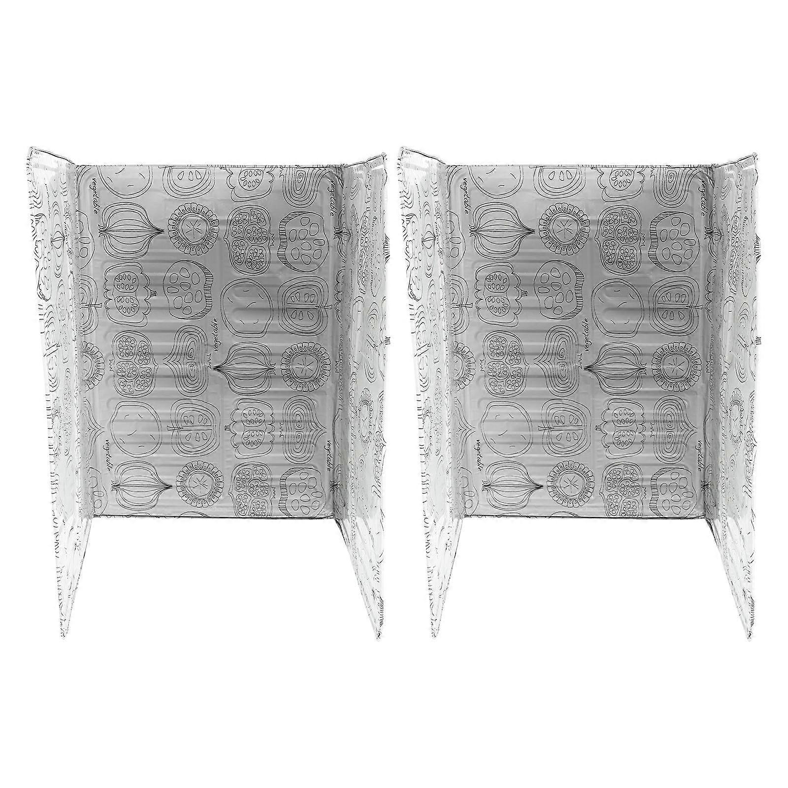 Oil Splatter Guard Grease Baffle High Temperature Resistance Aluminum Foil Foldable Design 2Set