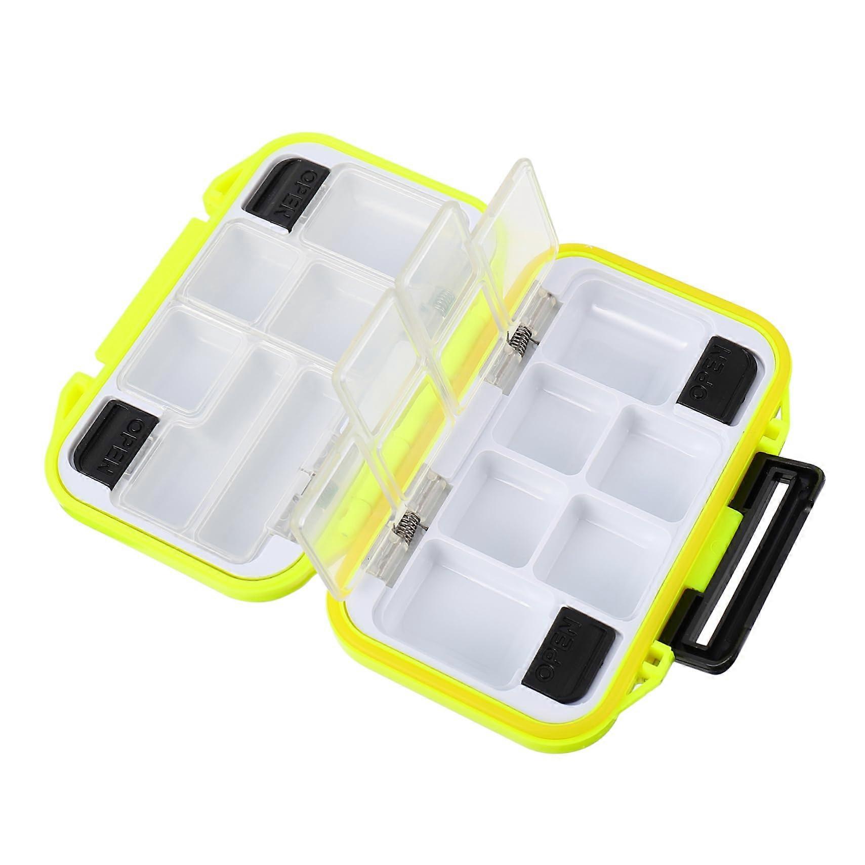 Small storage box for fishing gear, durable tool organizer for fishing equipment and bait, efficient with internal dividers and impactresistant.