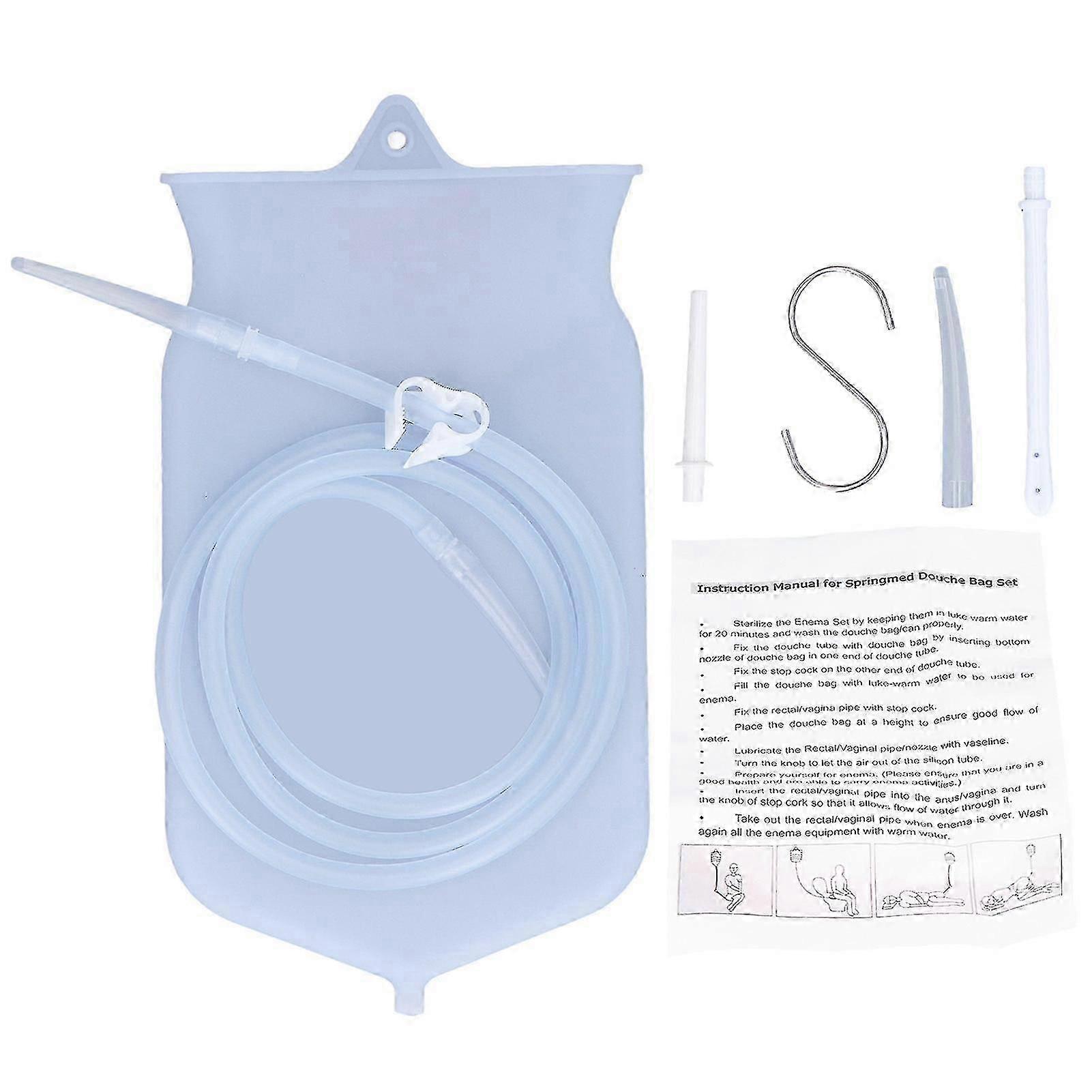 2L Silicone Enema Bag Kit for Home Intestinal Cleansing - Coffee Enema Set