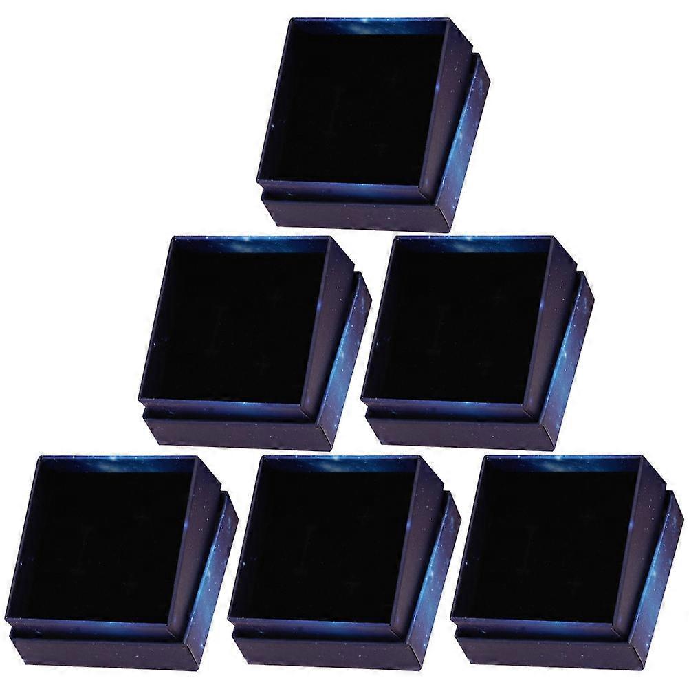 Blue Paper Jewelry Boxes for Storage Use with Ring and Earring Display 6pcs