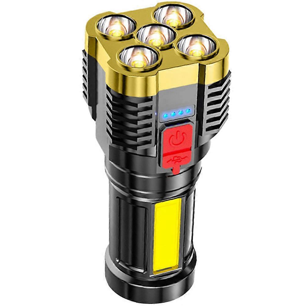 Rechargeable LED Flashlight Adjustable Bright Outdoor Torch for Hiking Camping Portable Handheld Light with Long Battery Life Wide Lighting Range