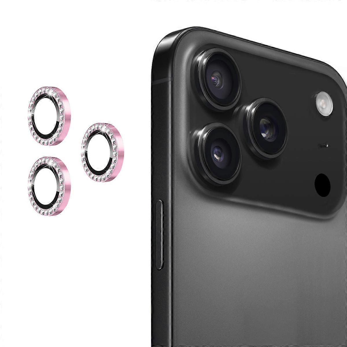 Για iPhone 17 Pro / iPhone 17 Pro Max Προστατευτικό φακού κάμερας ENKAY ΚΑΠΈΛΟ PRINCE Διακόσμηση στρας Πίσω φακός φιλμ ροζ