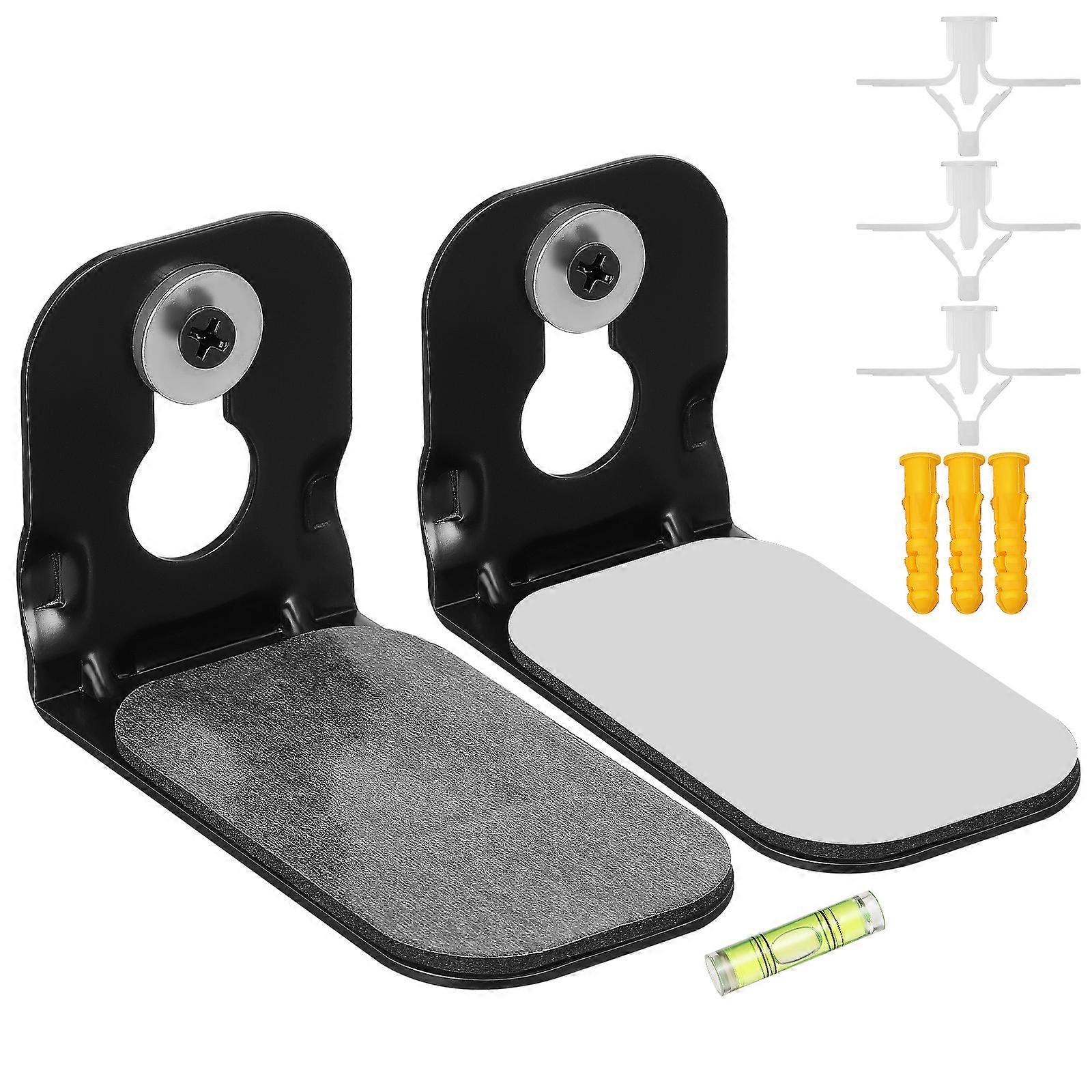 1 Pair Universal Soundbar Wall Mount Bracket for Speaker Holder with Floating Shelf and Adhesive