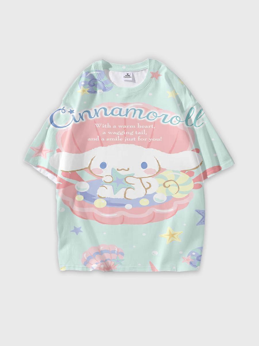 T-shirt round neck Cartoon Pattern loose short sleeve E2657