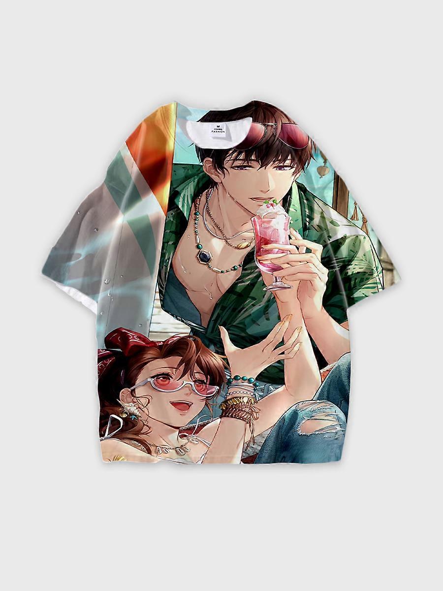 T-shirt round neck Role Pattern loose short sleeve E1092