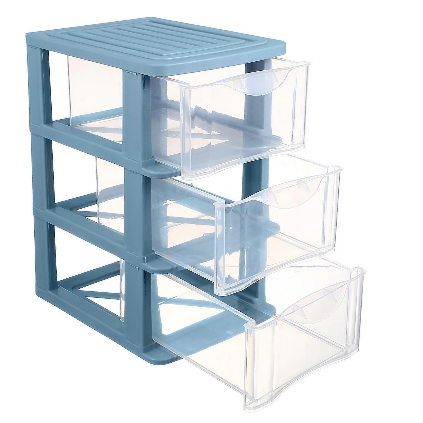 Multi Layers Storage Drawer Small Plastic Drawers for Home Study Room Blue 23.00X17.50X13.50CM Dustproof 1Pack