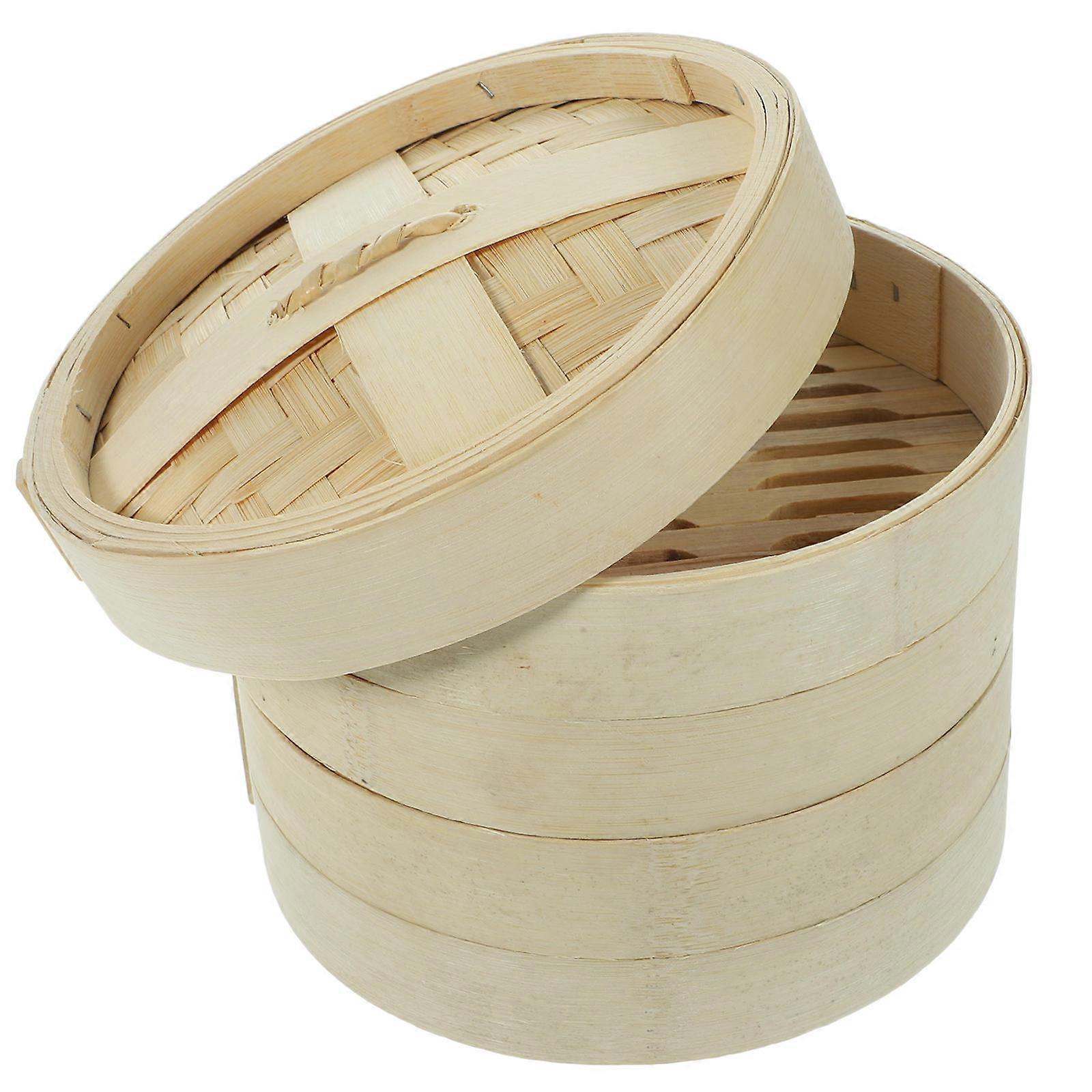 Bamboo Dumpling Steamer Basket for Home Use Safe Kitchen Cooking Tool Khaki 1 Set
