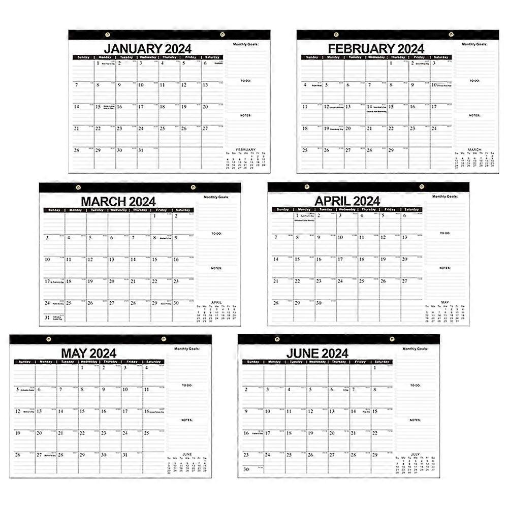 Office Monthly Calendar Wall Mountable Rectangular Shape Simple And Plain Style 1Set