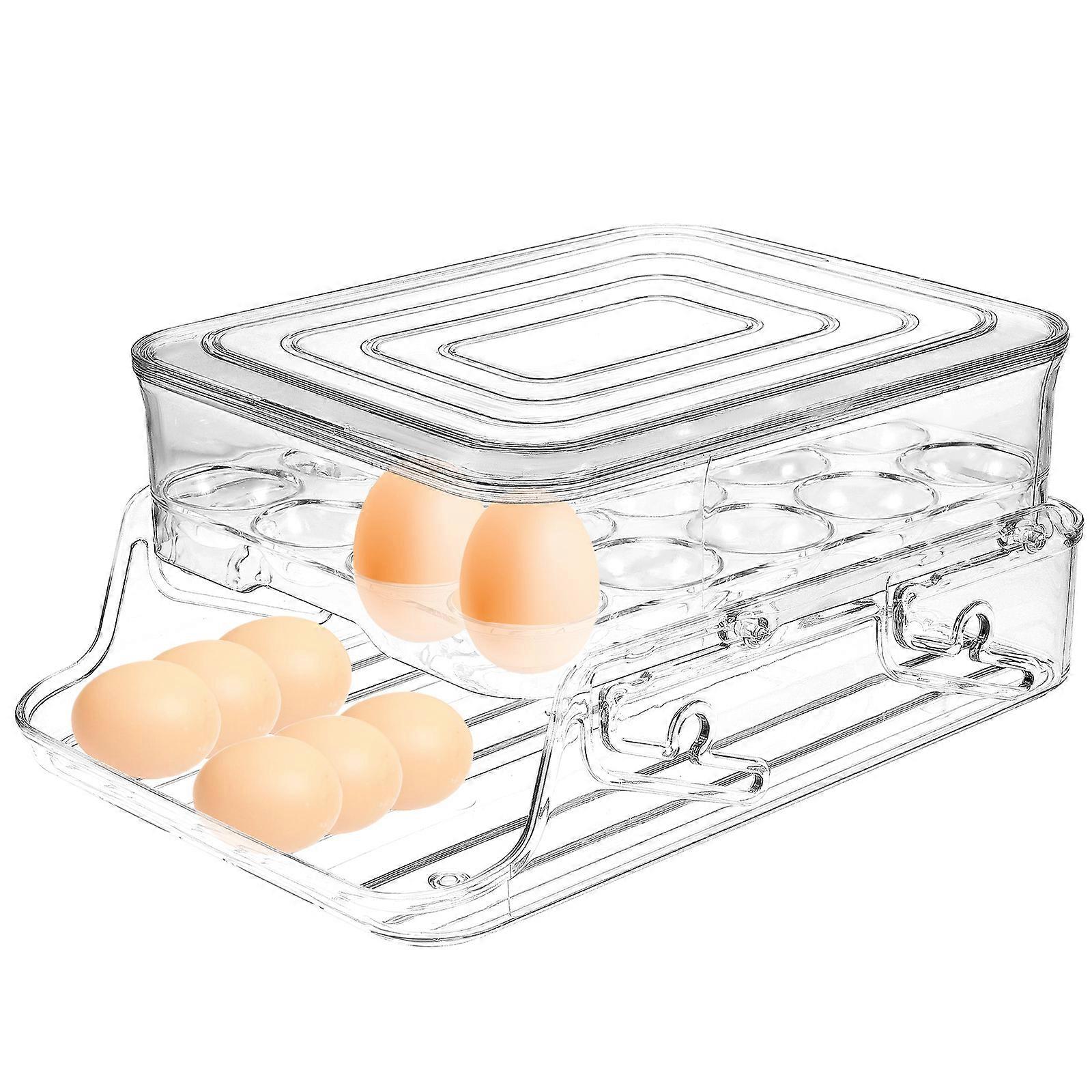 Transparent PET Egg Box with Double Layer Design for Flexible Storage in Fridge 2Layer 7.87x5.51x3.94 Inches