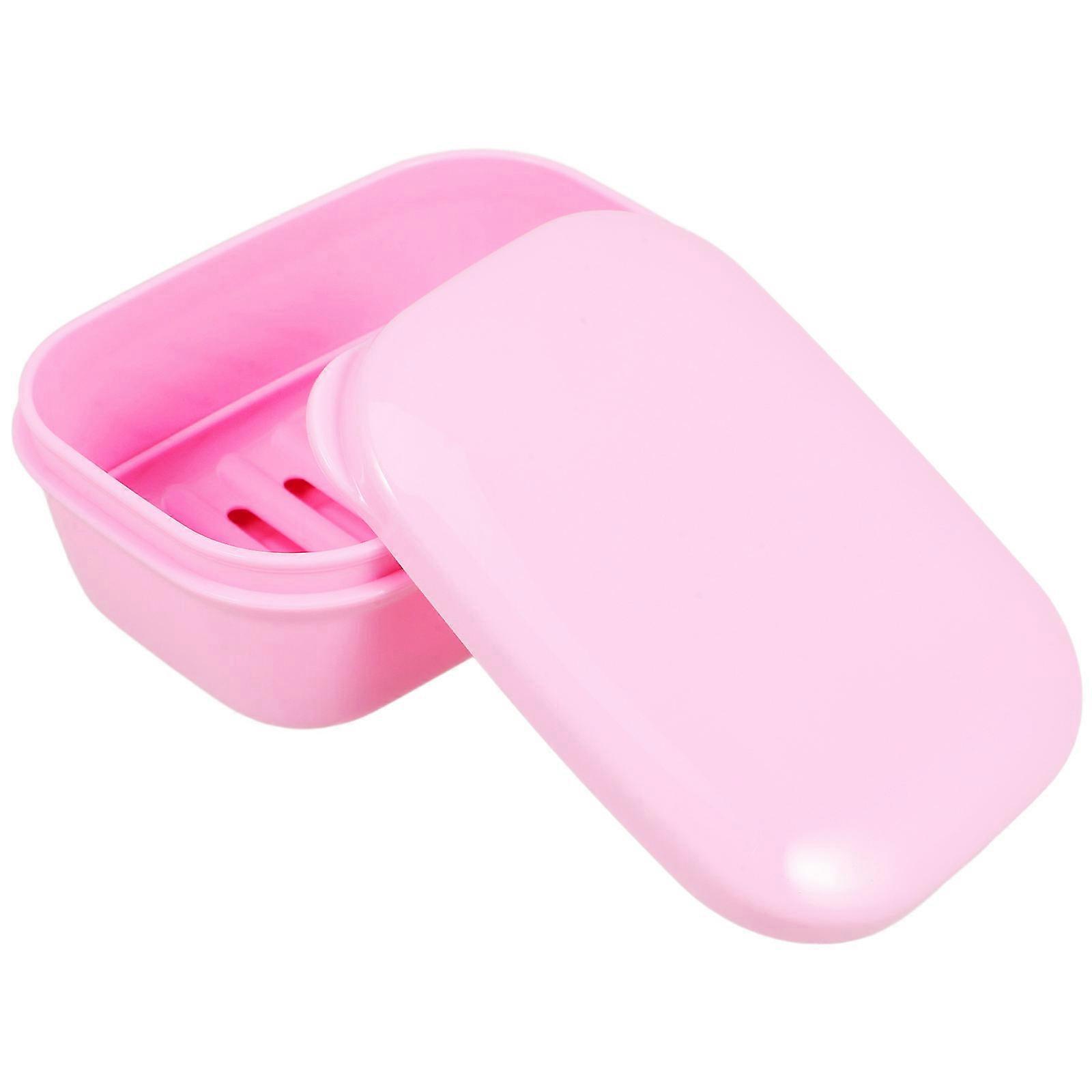 Sky-blue ABS Soap Box with Lid for Storage Portable Travel Soap Tray Small Round Size