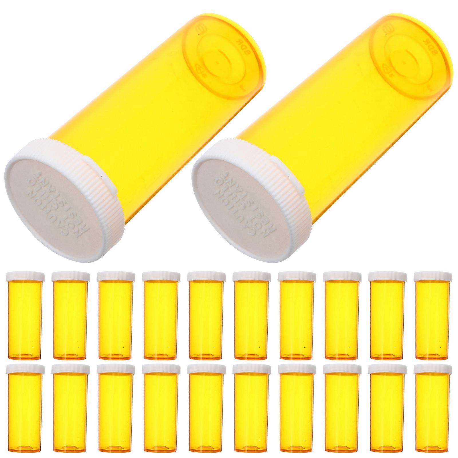 25Pcs Yellow Medicine Holder Portable Organizer Ideal For Travel And Emergency Situations With Easy Open Lid And Compact Size