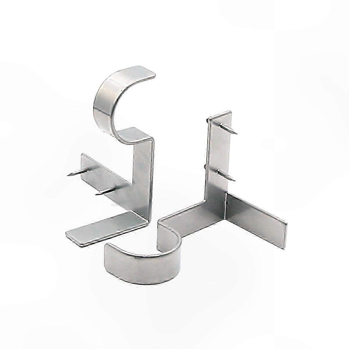 Silver Curtain Rod Brackets, 2-Pack Wall Mount Holders for Window Frames, No Drill Required