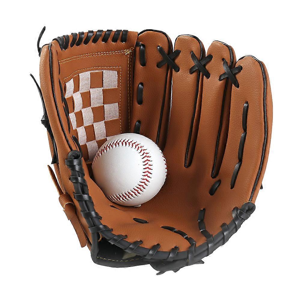 Brown PU Hand Gloves for Sports Use with Thickened Bottom and Wrist Protection 10.5 Inch